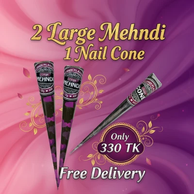 2 hand mehndi + 1 Nail Cone