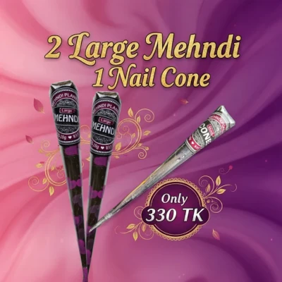 2 hand mehndi + 1 Nail Cone